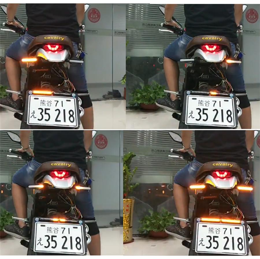 Universal 2 Pair Front Drl Rear Tailight Flasher Strobe Dual Colors 3 In 1 Drl Brake Flowing Turn Signal Indicator Lights Lamp Replace