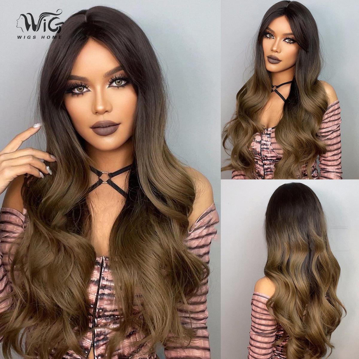 

Женский искусственный парик, 68 см, коричневый парик, длинный кудрявый парик, полное покрытие головы, сетка для волос в виде розы, головные уборы, украшение для красоты, парик