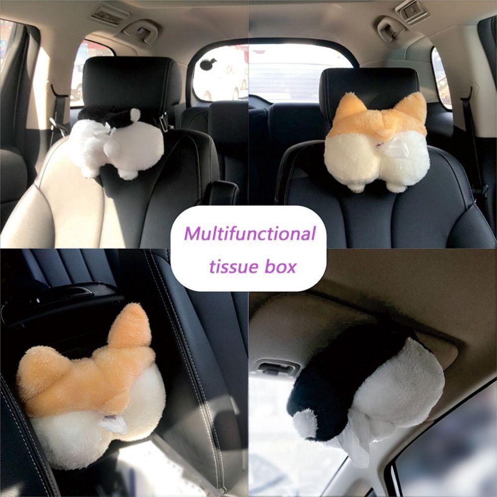 Napkin Holder Corgi Tissue Box Plush Paper Napkin Case Lovely Corgi Ass Tissue Box  For Car Seat