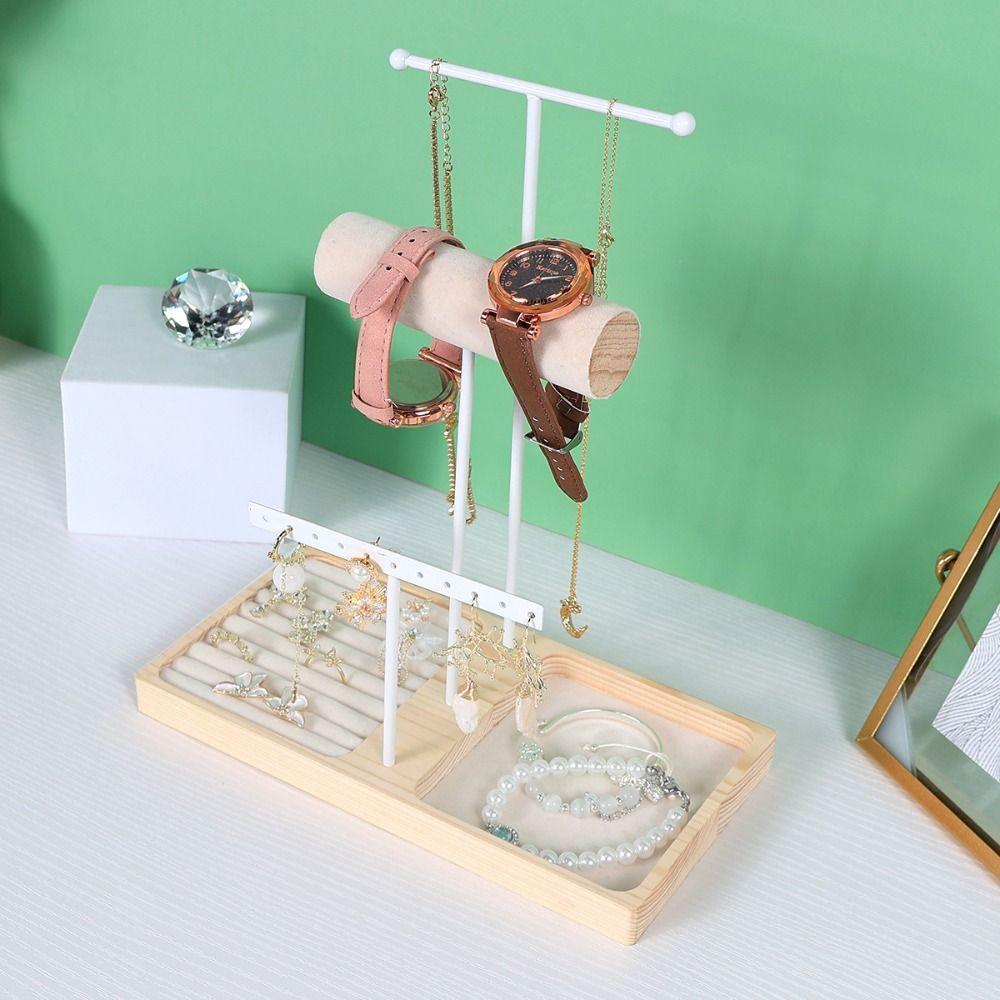 Platzsparender Schmuckständer Einfacher Holzschmuck-Ausstellungsständer Damen Mädchen