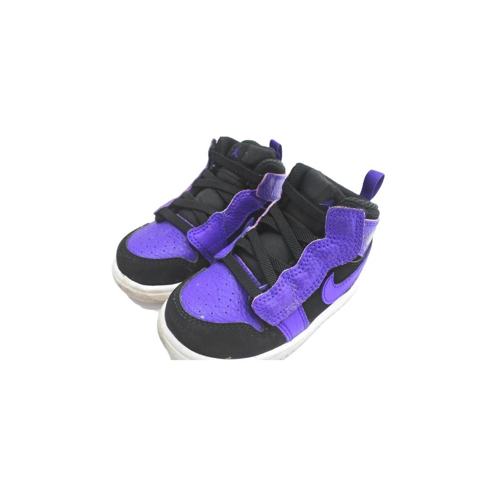 Jordan Zapatos Air Jordan 1 Mid Alt Tendencia Resistentes a la Abrasión Caña Media para Bebés Negros Morados Infantil y Bebé AR6352-051