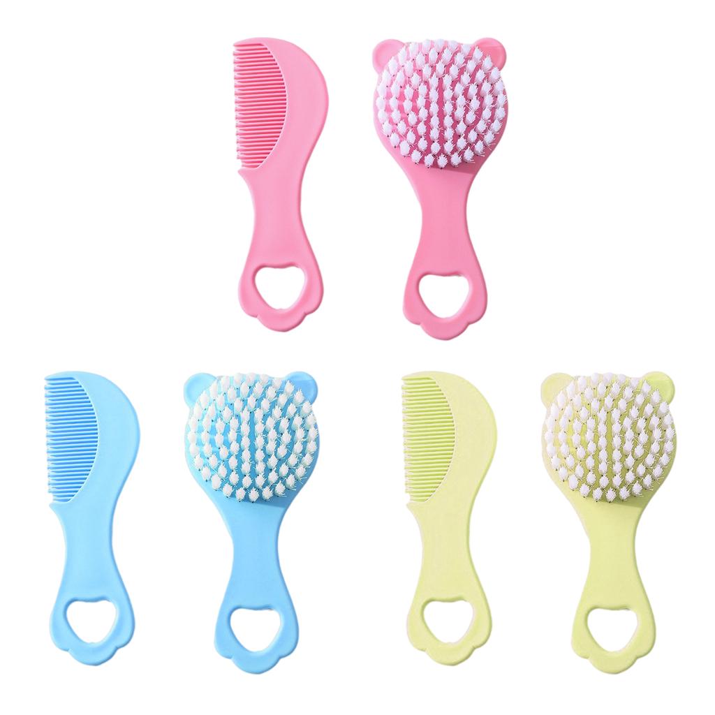 Infant Comb Kit with Hairbrush for Delicate Skin Feature Adorable Bear Pattern New Parents Essential Hair Care Supplies