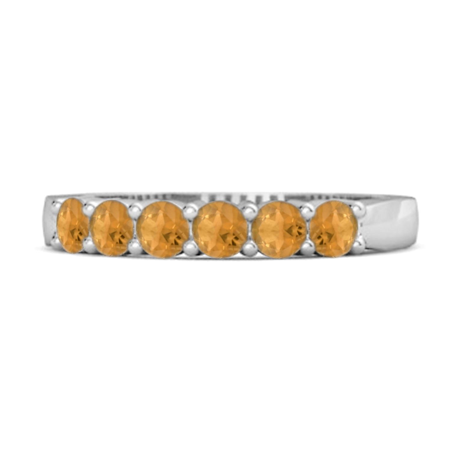 Citrine Half Eternity Band Ring- 925 Sterling Silver 9 белый