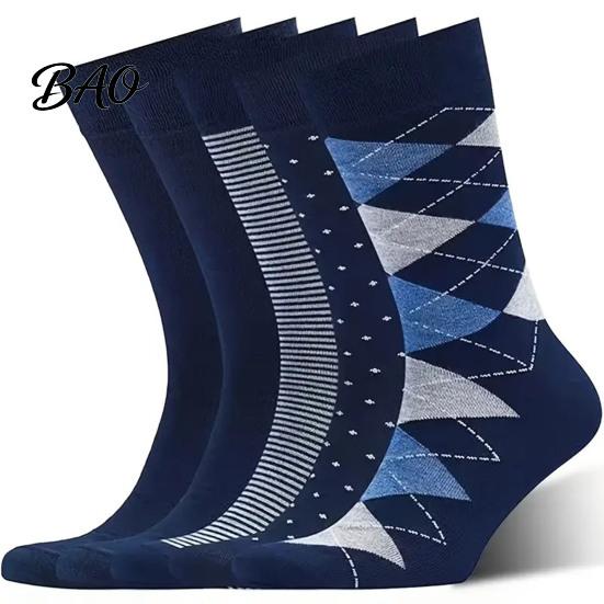 High Quality Workplace Socks Men's Dress Socks, Comfortable Crew Sock, Solid, Striped, Argyle, Dotted Polyester Cotton Blend Long Large Size Business