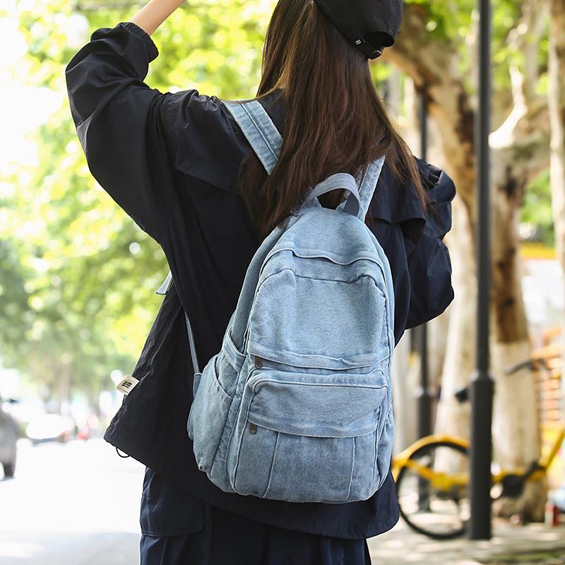 Denim Backpack Student Schoolbag Women's Travel Backpack