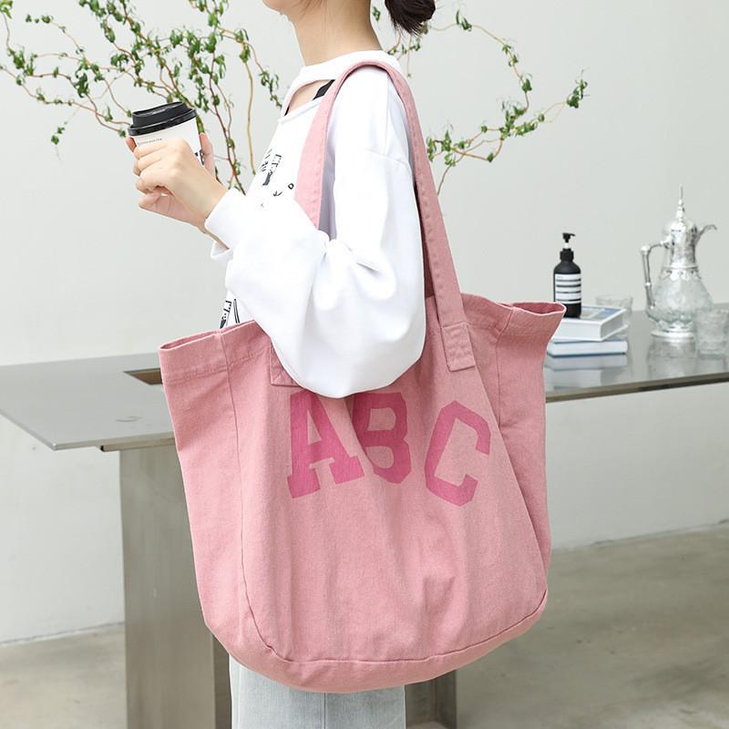 IELGY Japanische lässige Kunst-Canvas-Tasche, modische Handtasche mit Buchstabendruck