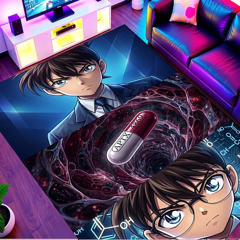Detective Conan Print Rug, Washable Floor Carpet, For Entryway Dorm Laundry Room Office Study, Home Decor Birthday Christmas Gift