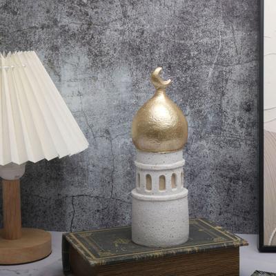 Ramadan Resin Art Statue Islamic Mosque Cultural Ornament Handcrafted Mosque Models Tower Decoration for Eid Home Office Ramadan Mubarak Gift