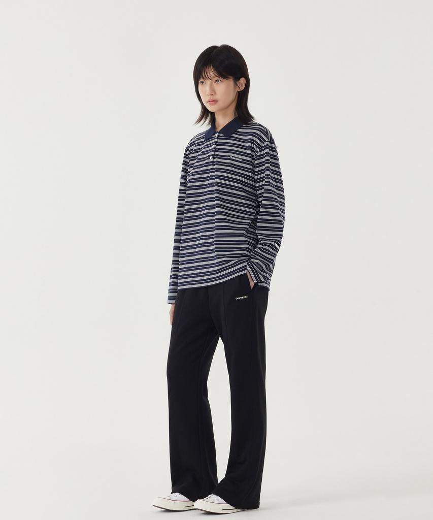 COVERNAT WOMAN Striped Collared Rugby Tee Ivory