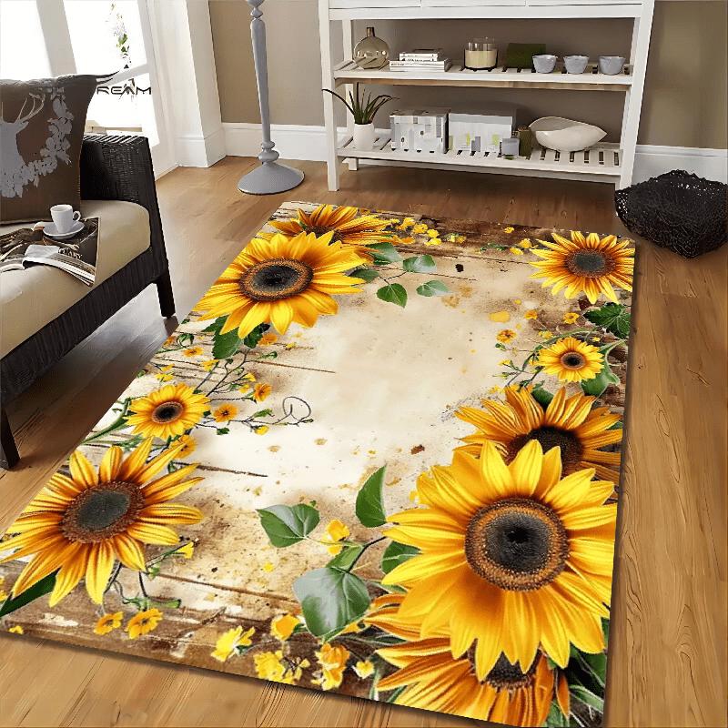 1pc Sunflower Design Area Rugs for Living Rooms, Carpets for Indoor Outdoor Use, for Kitchens, Offices, and Bathrooms Home Decor