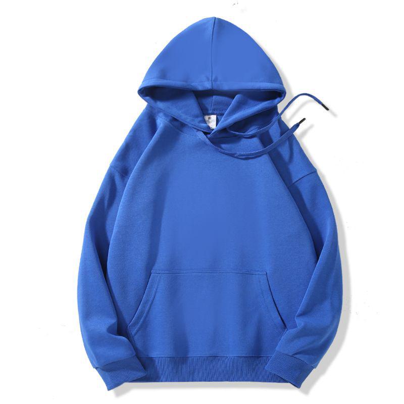 Unisex Long Sleeve Hooded Sweatshirt 350g Cotton Silk Blend Drop Shoulder Women's Blank Edition