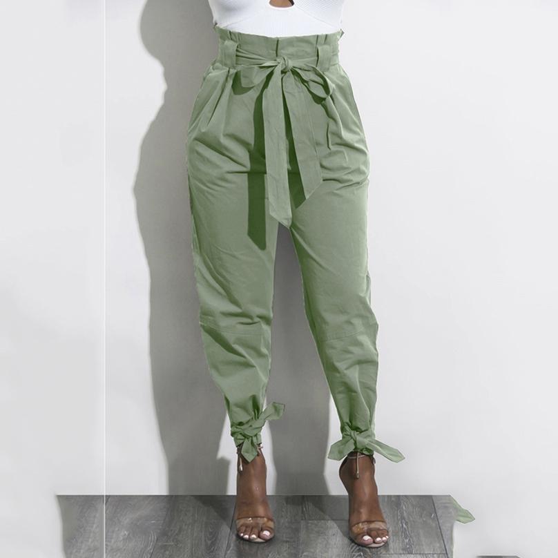 Women Long Harem Pants Comfy Elastic High Waisted OL Style Pencil Trousers 4 Colors