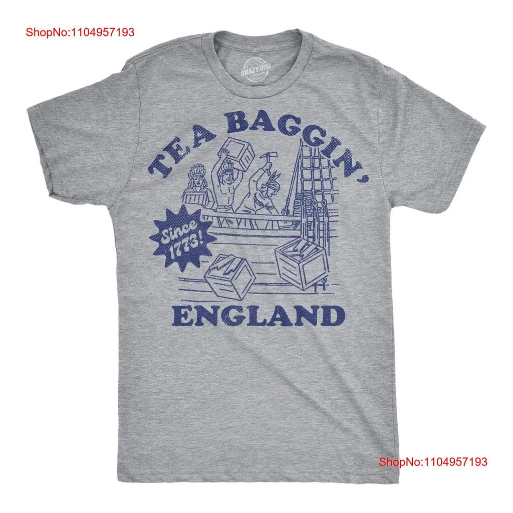 Mens Funny T Shirt Tea Baggin England Sarcastic Fourth Of July Novelty Vintage Washed Comfortable Unisex Fashion Breathable
