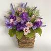Elegant Basket with Beautiful Blooms Artificial Flowers Wreath Handmade Artfully Floral for Home and Office Enhancement