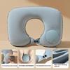 Flocking Inflatable Portable Neck Pillow That Can Be Stored And Self Filled Suitable For Outdoor Travel Business Trips Camping