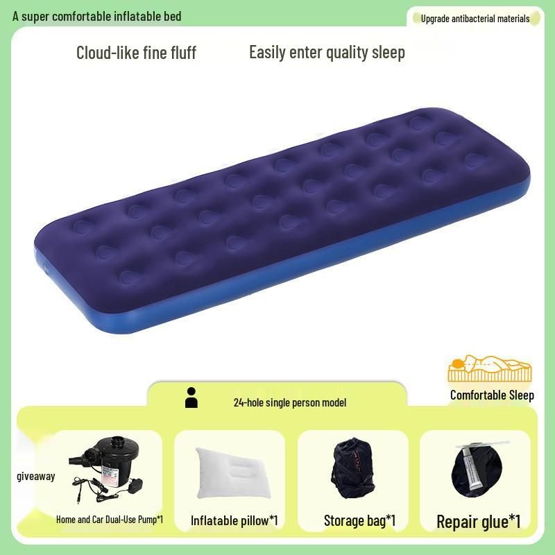 Elevated Outdoor Double Air Mattress: Thick Inflatable Camping Cushion