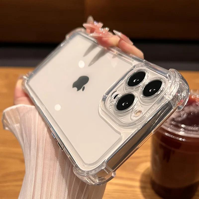 Luxury Shockproof Bumper Transparent Case For iPhone 16 15 16e 14 Plus 13 12 11 Pro Max X XS XR Funda Acrylic Clear Hard Cover
