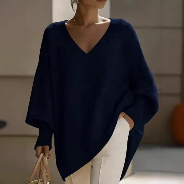 Women's Mid-Length V-Neck Long Sleeve Solid Color Knit Sweater, 2026 Collection