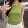 Real Shot, Summer New French Hollow Knitted Sling Vest Women's Backless Slim-fitting Age-reducing Sleeveless Top