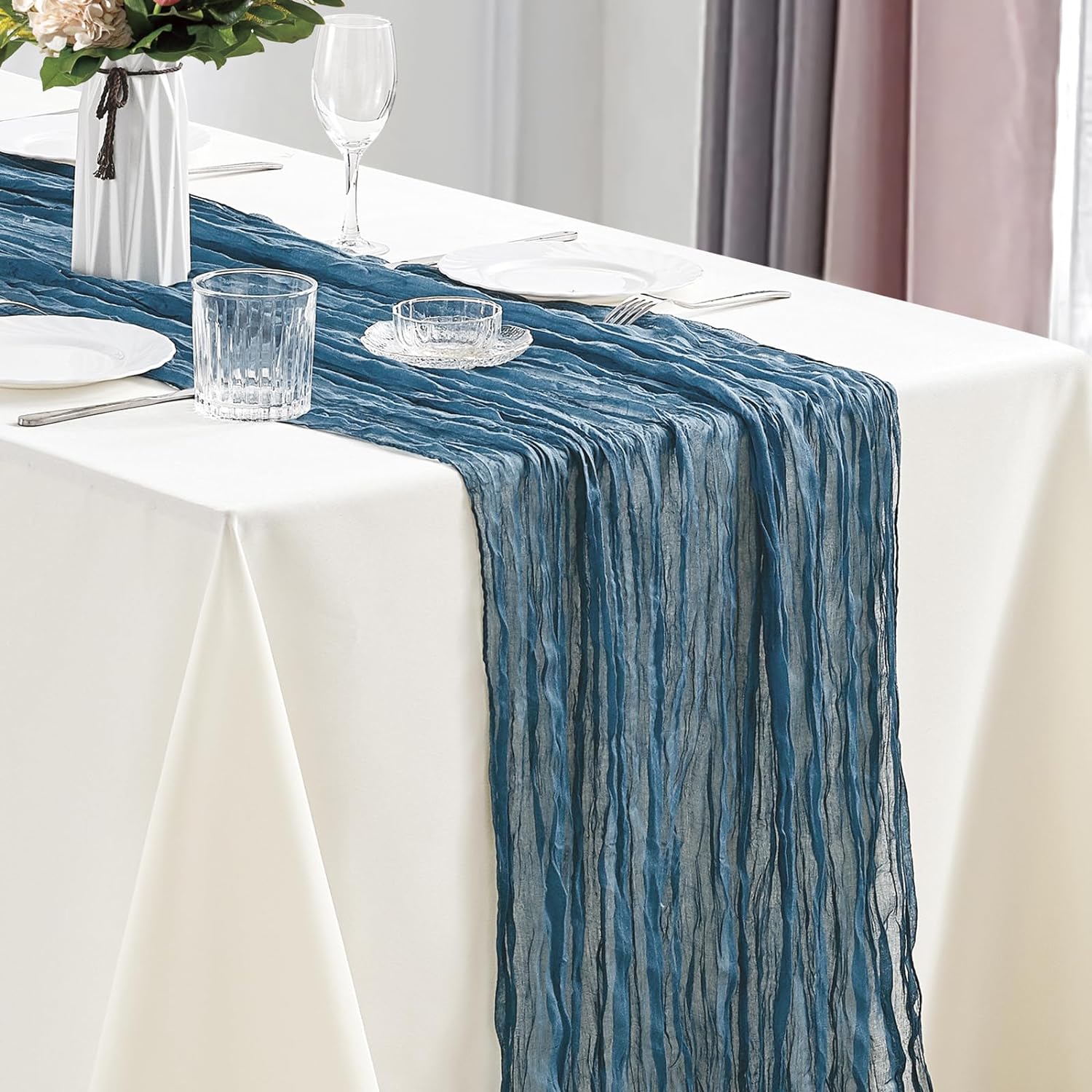 

10 шт. марлевая дорожка для стола в стиле бохо, марлевая дорожка для стола 40x270 см, романтическая дорожка для свадьбы, девичника, дня рождения павлин голубой