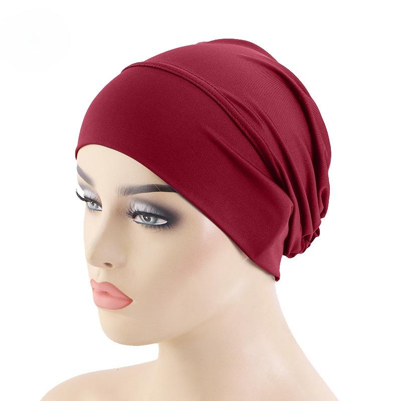 Middle Eastern Stretch Headscarf Cap, Solid Color Undercap & Hair Wrap, Breathable Design for Daily Use
