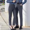 Unisex Grey Wrinkle-Resistant Straight-Leg Business Pants