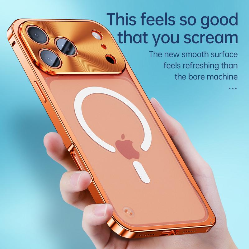 Metal frame magnetic Phone Case For iPhone 17 12 13 14 15 16 Pro Max Aluminum alloy Full Lens Protection Cover For iPhone 16 Plating Metal Back Case