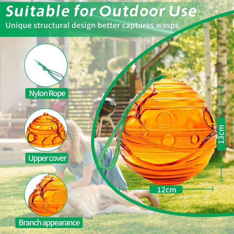 Bee Traps For Outside 2 Pack Outdoor Hornet Traps Reusable Fruit Fly Bait Natural Bait Trapping Gadget Hive-Shaped Design For