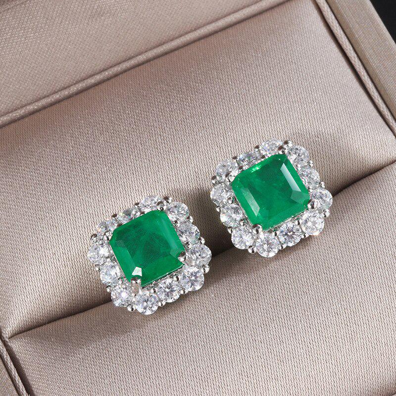 

Линдон стерлингового серебра 925 пробы циркон геометрические серьги женские винтажные украшения нежные серьги-гвоздики женский подарок на годовщину зелёный