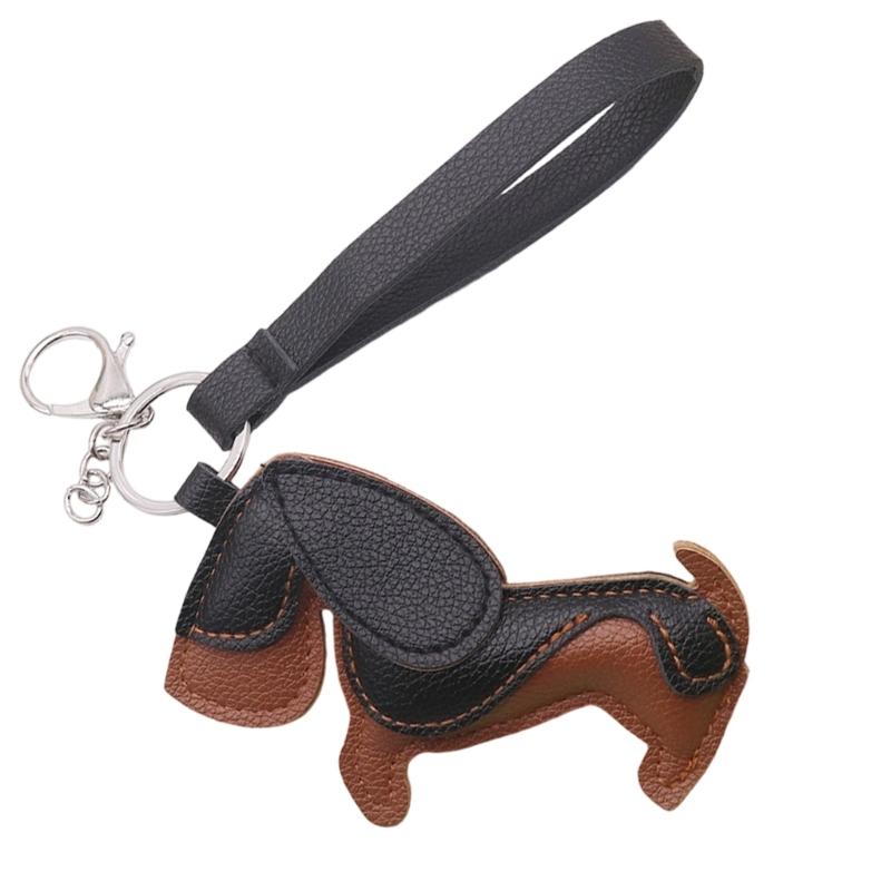 Mini 7x11cm Lightweight PU Leather Sausage Dog Keychain Handcrafted Decoration for Fashion Accessory and Gift