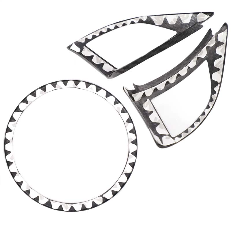 For 2008-2026 Fiat 500 For Abarth Real Carbon Fiber Car Steering Wheel Button Frame Logo Outer Ring Sticker Car Accessories
