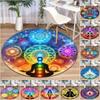1Pc Chakras Theme Printed Circular Carpet, Home Door Mat, Outdoor Travel Protection Carpet A2