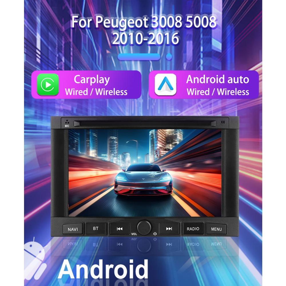 7 tums bilradio Android för Peugeot 3008 5008 2010-2016 Auto Multimedia Stereo Navigation 1+32GB