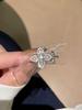 Zircon Lucky Clover Flower Open Ring - Elegant Court Style Exquisite Hand Jewelry