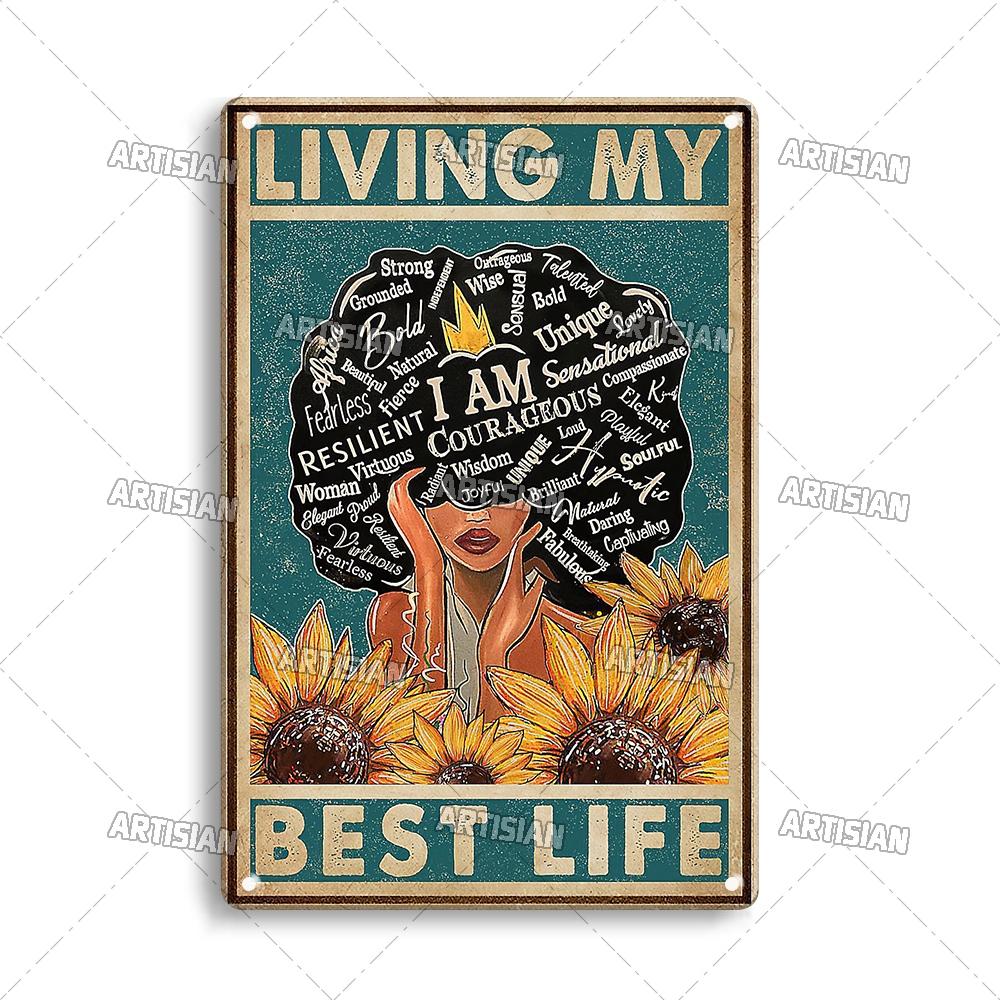 Artisian Gypsy Metal Plate Hippie Tin Plaque GIRL SUNFLOWER Decorative Sign Wall Decor Garage Bar Pub Club Hotel Kitchen Home