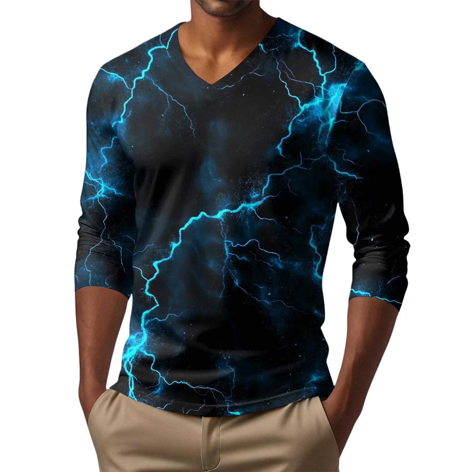 

Men s V-neck Casual Fashion Printed Long-sleeved T-shirt Top XXXL синій