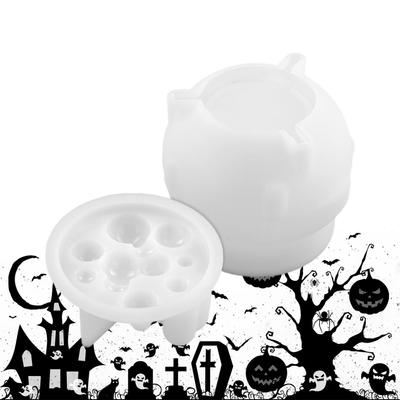 Halloween Silicone Mold Halloween Cauldron Statue Epoxy Resin Mold Reusable Easy Release Mould Crafting Supplies Resin Mold