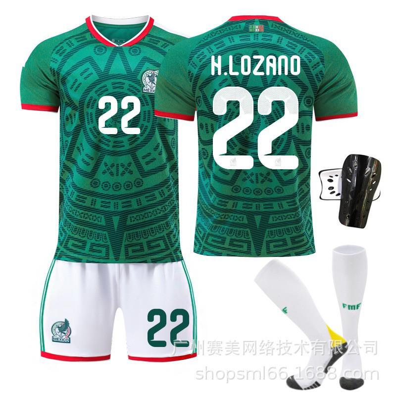 Weltmeisterschaft Mexiko Heim Nr. 9 Raul 11 Jimenez 14 Trikot-Set Kinder-Fußballuniform