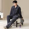 Coral fleece pajamas men's winter thickened fleece simple flannel warm can be worn outside autumn and winter loungewear suit