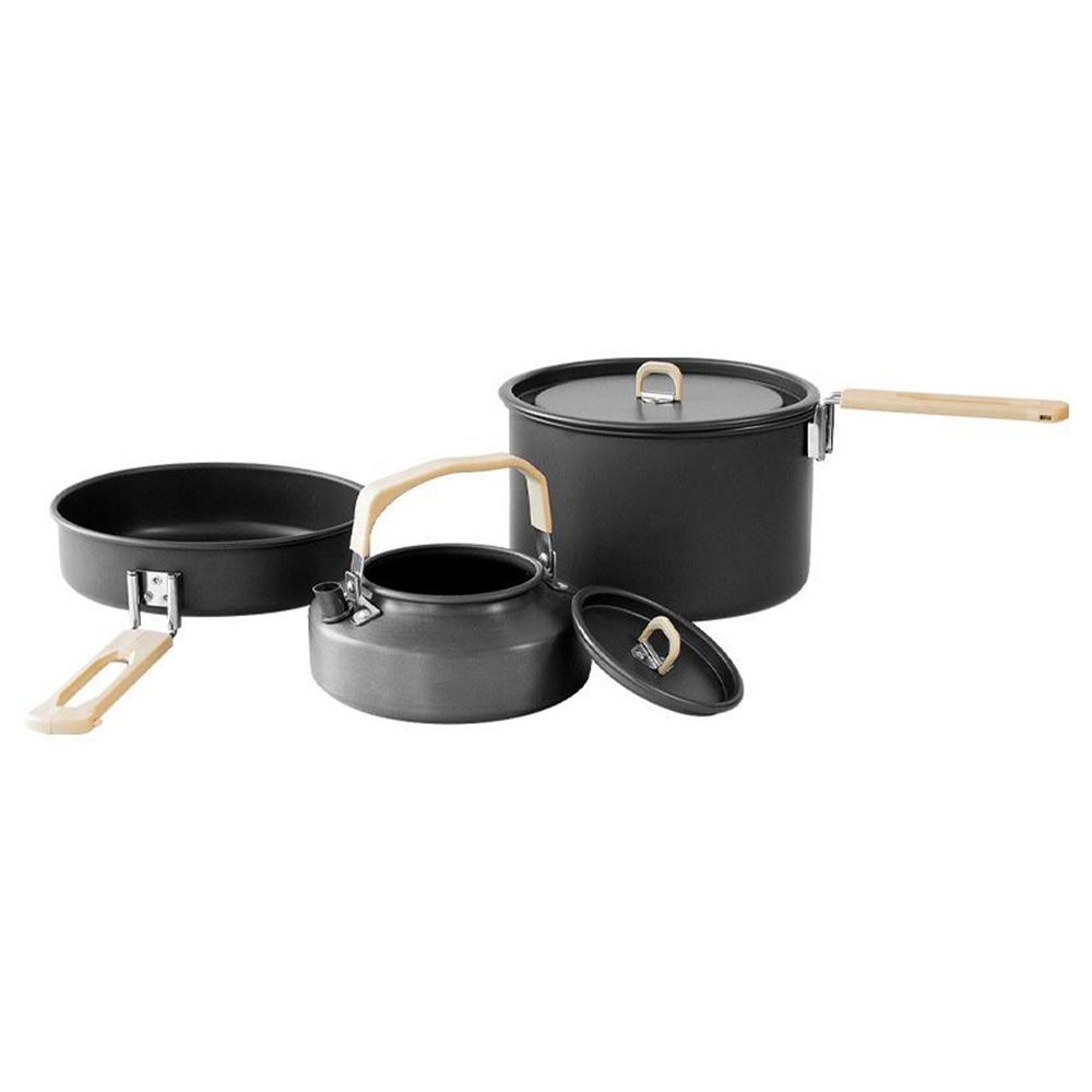Wildrex Hot Selling Portable Aluminum Outdoor Camping Cookware Set 1.1L Capacity Folding Pot Chef s Pans for Gas/Induction