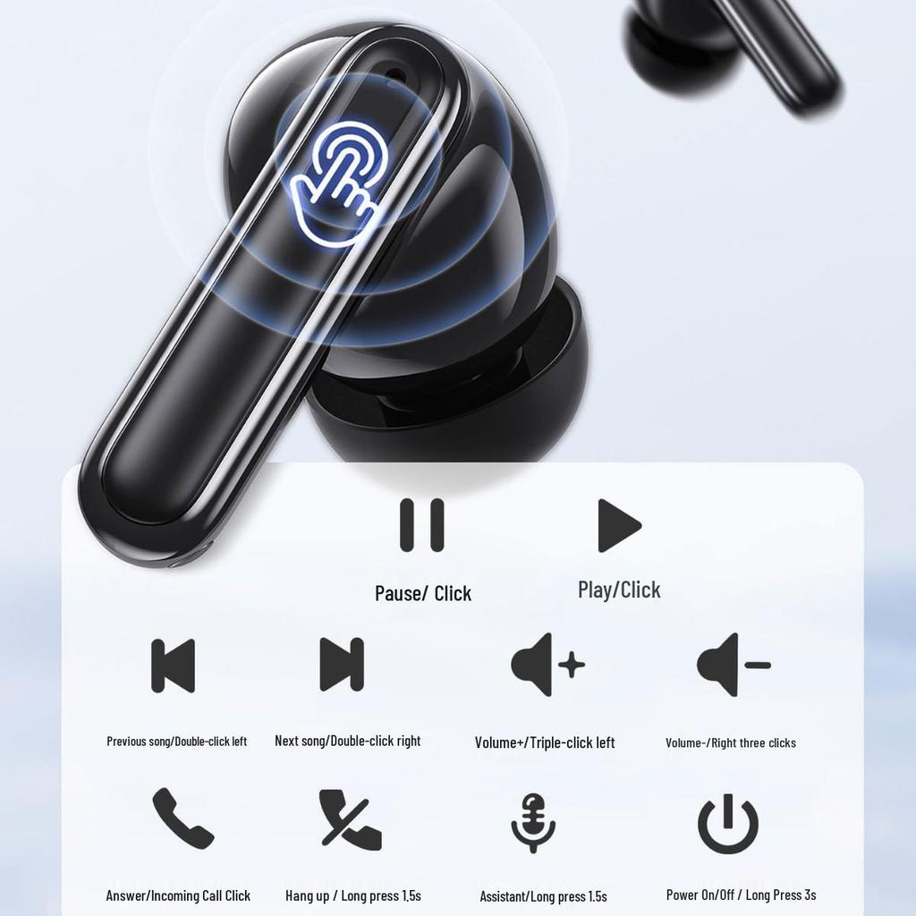 Y40 Bluetooth Earbuds: Dual Mic, ANC Noise Cancelling, ENC, In-Ear, Battery Display, High-Quality Sound, 5.4 Calls.