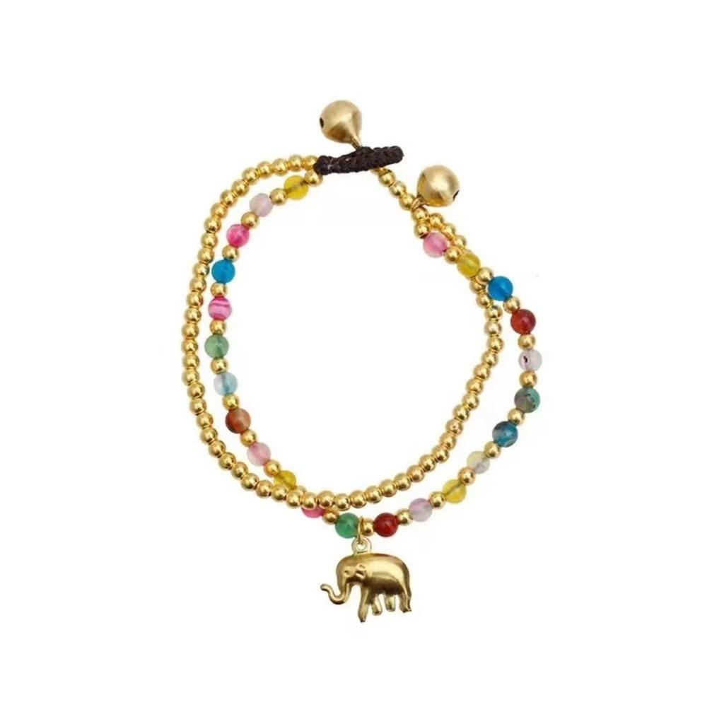 Ethnic style Tibetan auspicious elephant bracelet crystal bracelet New Chinese retro natural stone woven bracelet Vintage jewelry