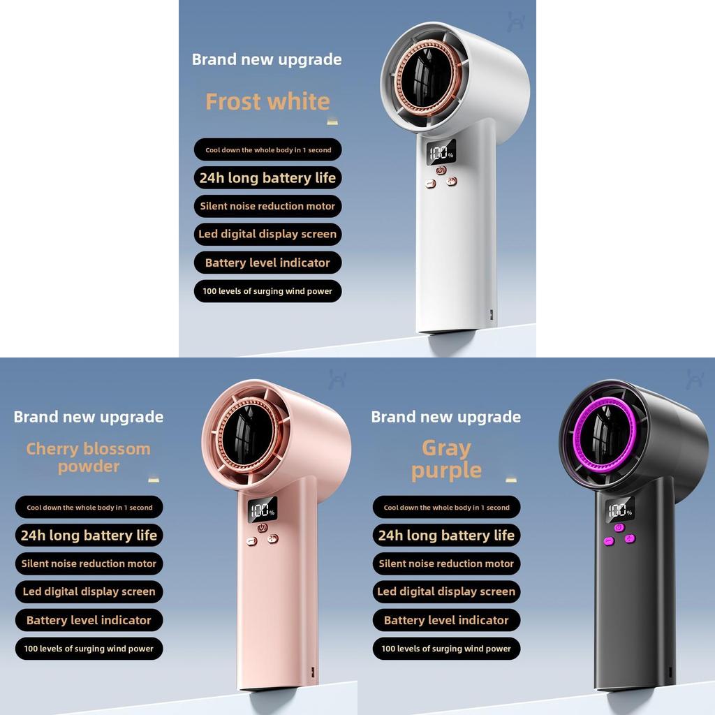 Handheld Usb Rechargeable Bladefree Fan With Digital Display For Travel And Outdoor Use