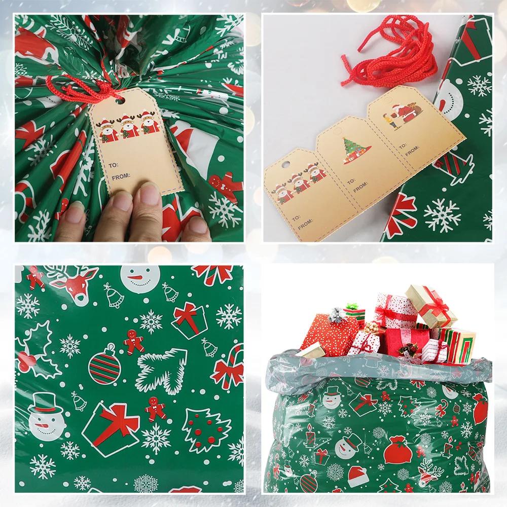 Christmas Large Drawstring Gift Bag Candy Bag 2025 Merry Christmas Decoration for Home Navidad New Year Large Cookie Packaging