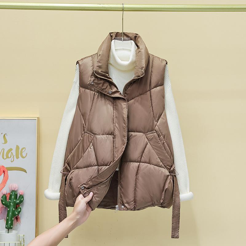 New Autumn and Winter Women's Fashionable Down Cotton Vest Vest Vest Loose and Versatile Outer Wear Cotton Vest