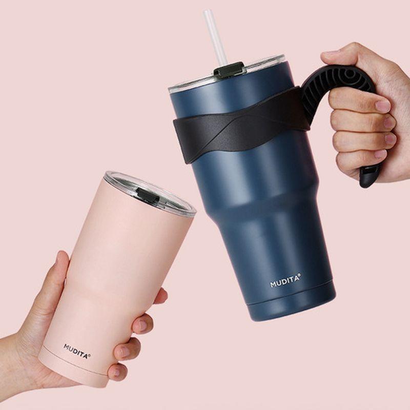 Reborn. J Mudita Double Vacuum Large Capacity Stainless Steel Tumbler 900ml (4-piece set including handle, lid, and straw)