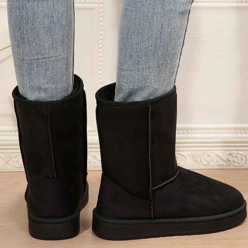 Fashion Women's Shoes on Offer High Quality Winter Slip-on Mid-calf Women Boots Fashion Solid Casual Snow Boots Large Size Platform Boot