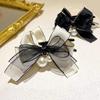 Lace Bow Pearl Hair Claws Advanced Sense Elegant Hair Clip Women Hairpins