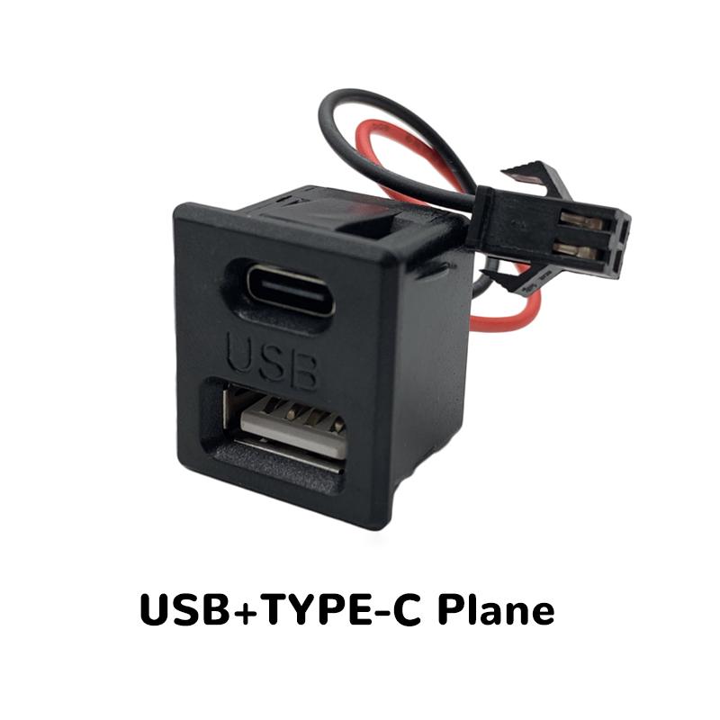 1Pcs DIY Black Double Layer Usb Female Base Type-C Socket and Female Usb Lamp Charging Socket Power Socket With Cable Connector