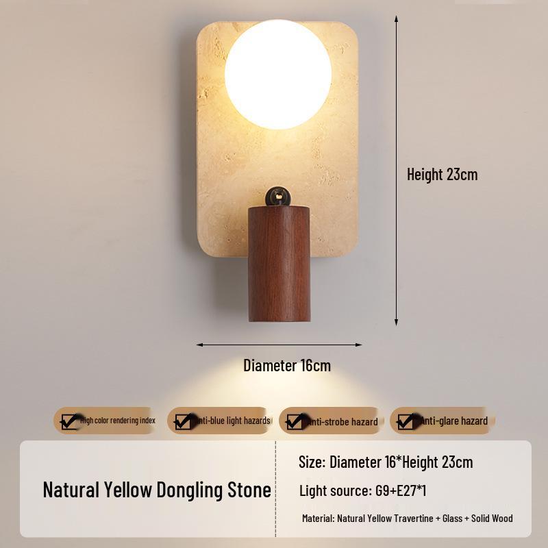 Wabi-Sabi Style Japanese Walnut Wall Lamp for Living Room, Bedroom, Hotel Entrance, or Corridor.